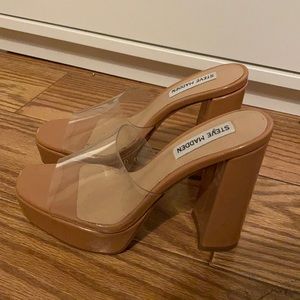Clear and nude platform heels